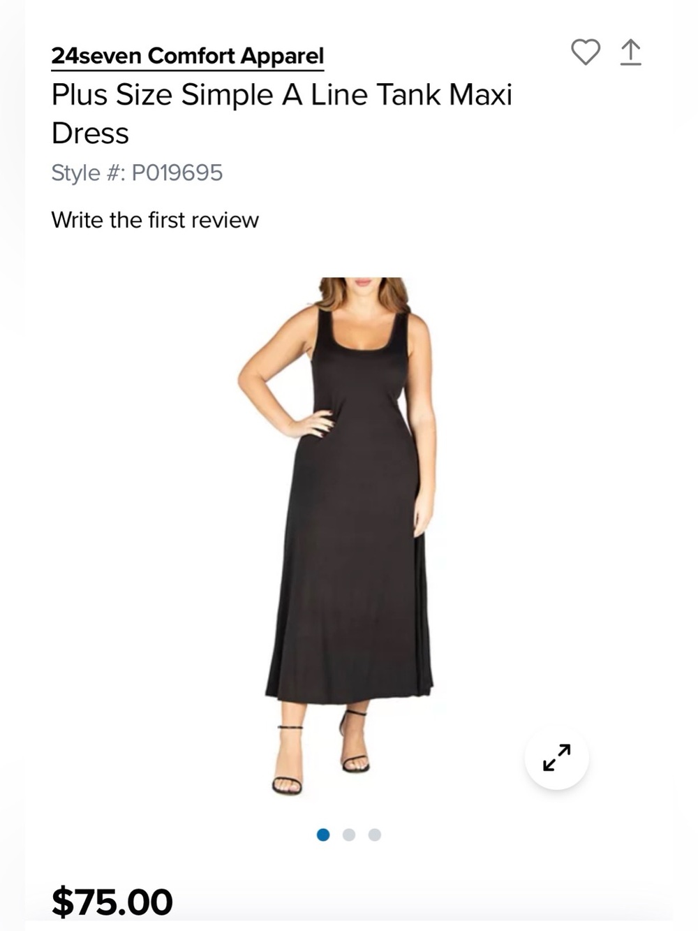 24Seven Plus Size Simple A Line Tank Maxi Dress